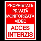Semn de proprietate privata monitorizata video acces interzis